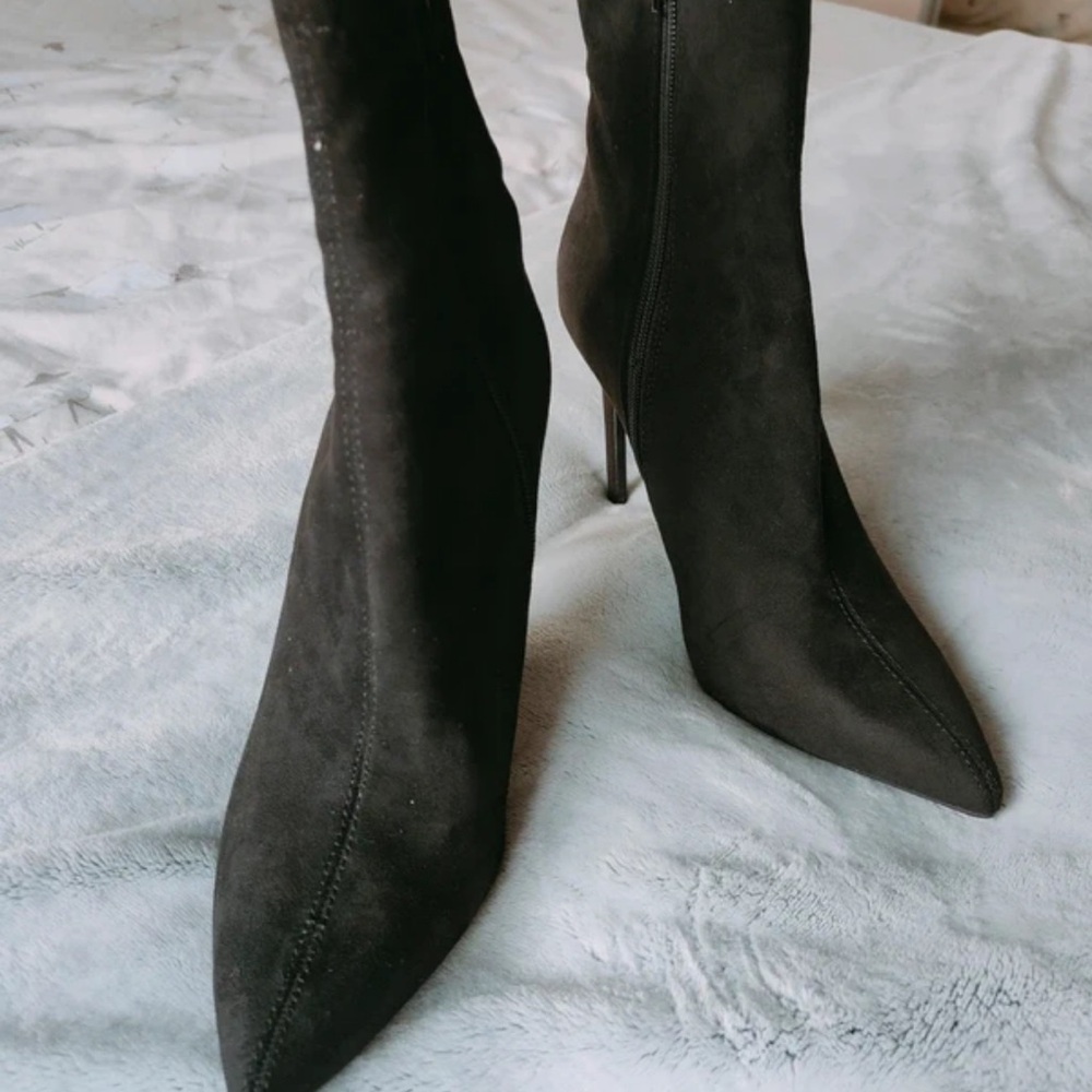Next Black Suede Heeled Boots